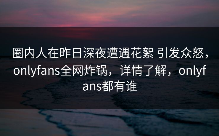 圈内人在昨日深夜遭遇花絮 引发众怒，onlyfans全网炸锅，详情了解，onlyfans都有谁